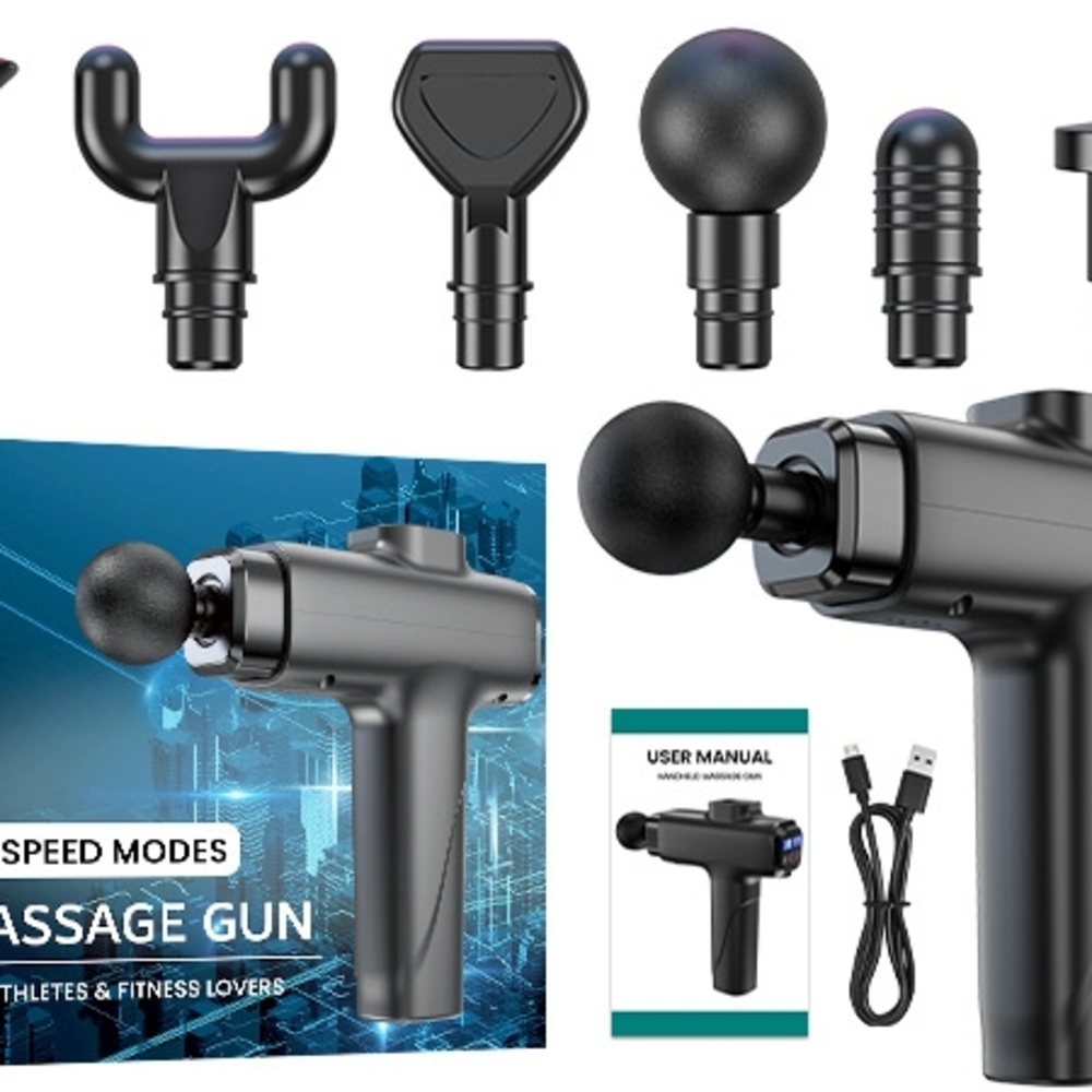 Massage Gun, Deep Tissue Muscle Massager with 30 Speeds and 6 Massage Heads NWT